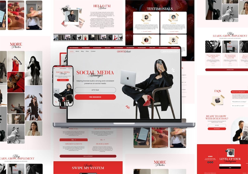 Modern Elementor WordPress website template designed for social media managers, Instagram coaches, UGC creators, influencers, and creative agencies