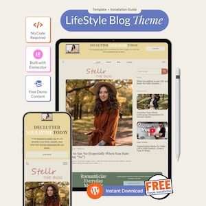 Lifestyle Blog WordPress Theme • Mom, Food, Travel, Fitness, Fashion, Home, Parenting & Photography • Feminine Minimal • Easy Setup