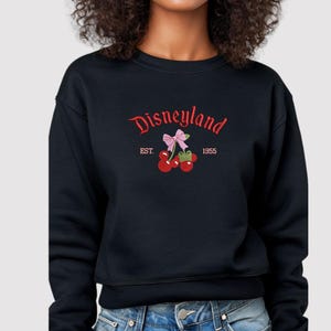 Vintage Disneyland Embroidered Shirt/Crewneck | 1955 Disney Aesthetic Cherry Mickey Sweatshirt | Cute Retro Disney Gift for Her