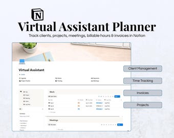バーチャルアシスタント向けNotionテンプレート｜CRM、タスク、プロジェクト、会議、タイムログ、請求書（英語、フランス語）