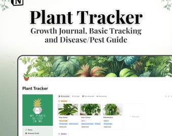 Plant Care Tracker & Growth Journal Notion Plant Tracker Template (EN)