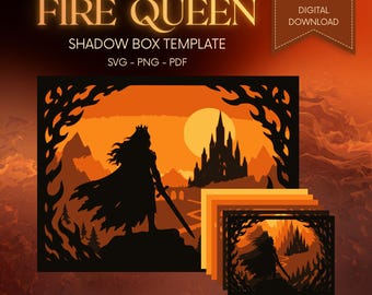 Fantasy Shadow Box Template | Throne of Glass Inspired | Paper Cut Light Box | Cricut Files (SVG, PDF, PNG)