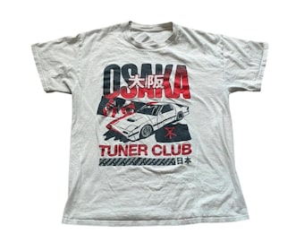 Gildan Osaka Tuner Club Graphic T-Shirt Grey JDM Japanese Car Streetwear Unisex
