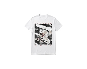 The Cars 1978 Vintage Style Graphic T-Shirt White Cotton Rock Band Tee