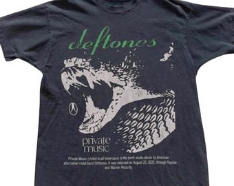 Deftones Private Music Graphic T-Shirt Black Gildan Cotton Short Sleeve Tee