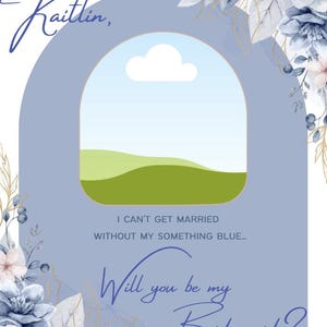 Blue Customizable Bridesmaid Proposal Card, 5&quot; x 7&quot;
