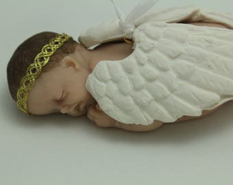 Hanging Miniature life like Memory/Christmas clay baby 2.5 inches long little angel Ornament custom baby, still born, baby loss, memorial