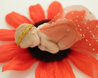 Miniature clay garden fairy baby, can be used for a fairy garden or shelf fairy