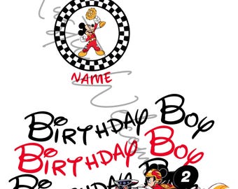 Mickey Mouse and the roadster racers customizable transfer birthday shirt
