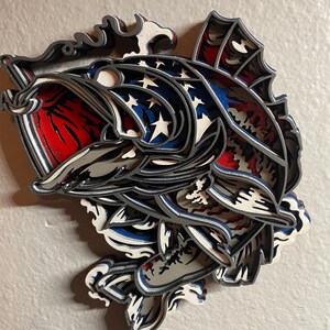 American Fishing 3D layered decor