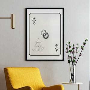 How Lucky Are We Print, Trendy Ace of Hearts, Playing Card Poster, Horseshoe Wall Art, Gift for Equestrian Lovers, Minimalist Retro Print