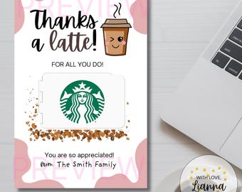 Appreciation Note - Thanks a latte! - Latte Theme - Digital File