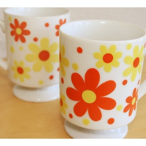 Set of Two Orange and Yellow Daisy Mugs image 1