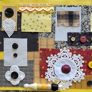 Bumblebee Slow Stitch Embroidery Kit, Fabric Journaling, Mindfulness Collage