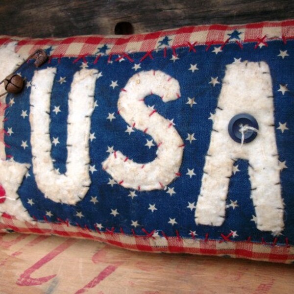 Country Primitive Americana USA pillow