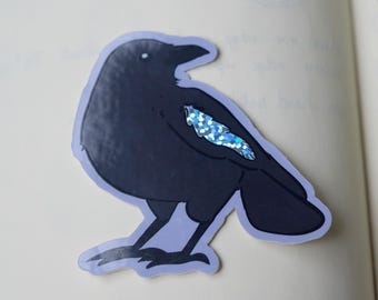 Crow Sticker | Glitter Feather Vinyl