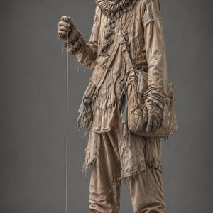 Nu kan du boka juli-beställningar!! Clownkostym med sliten look för män – Mörk cirkusoutfit, vintage-neutral artistlook, Halloween-scendräkt