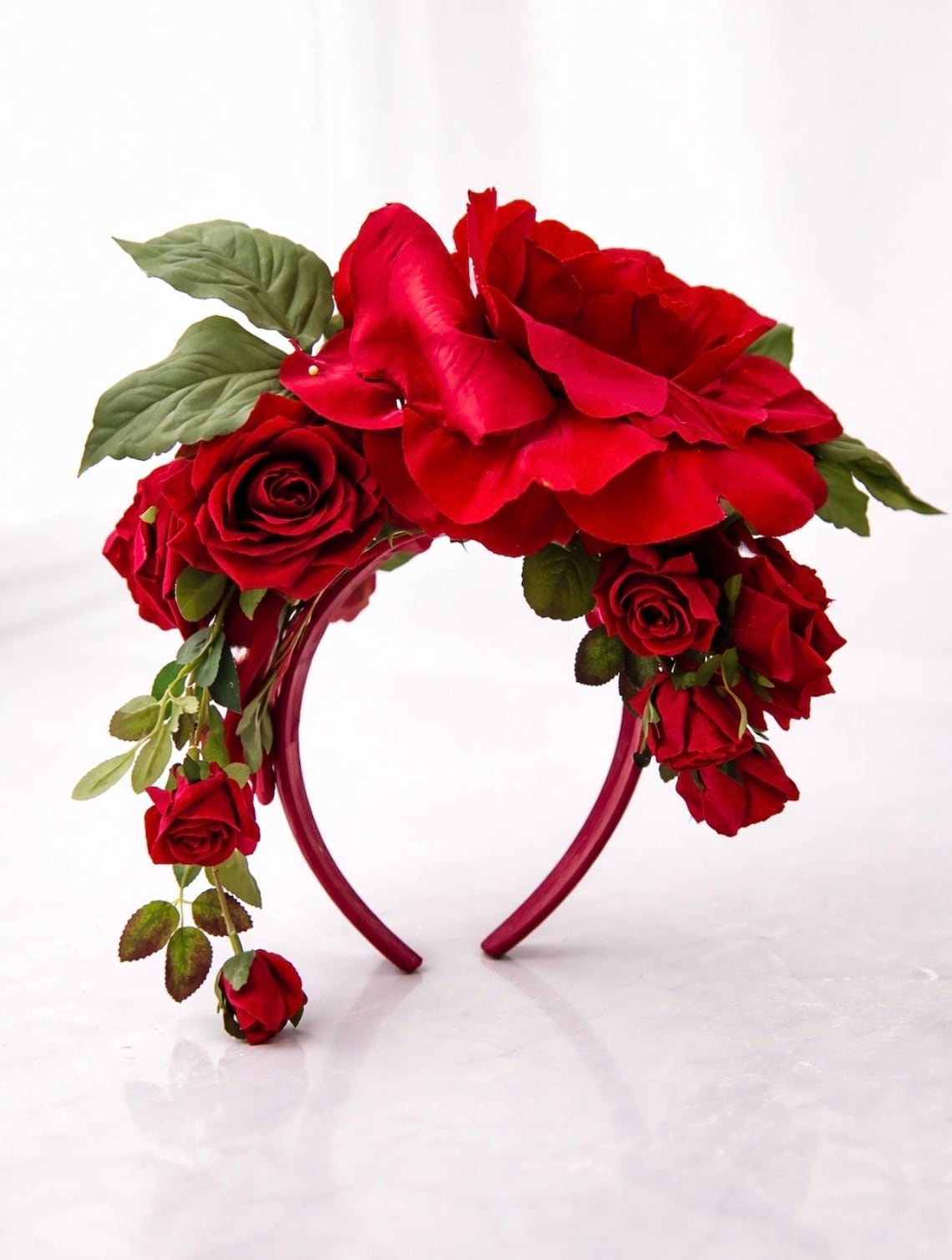 Romantic Red & Roses Headband. Red Rose Statement Headpiece - Etsy