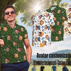 Regalo, Fútbol, Camiseta personalizada, Avatar de dibujos animados, Cara personalizada, Polo personalizado,