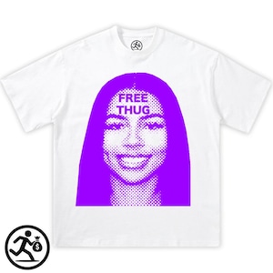 Camiseta morada Free Thug, gráfico de algodón, para hombre, mujer, unisex, Y2K, moda, ropa urbana, serigrafía, camiseta, Opium, ropa urbana, linda camiseta Y2K