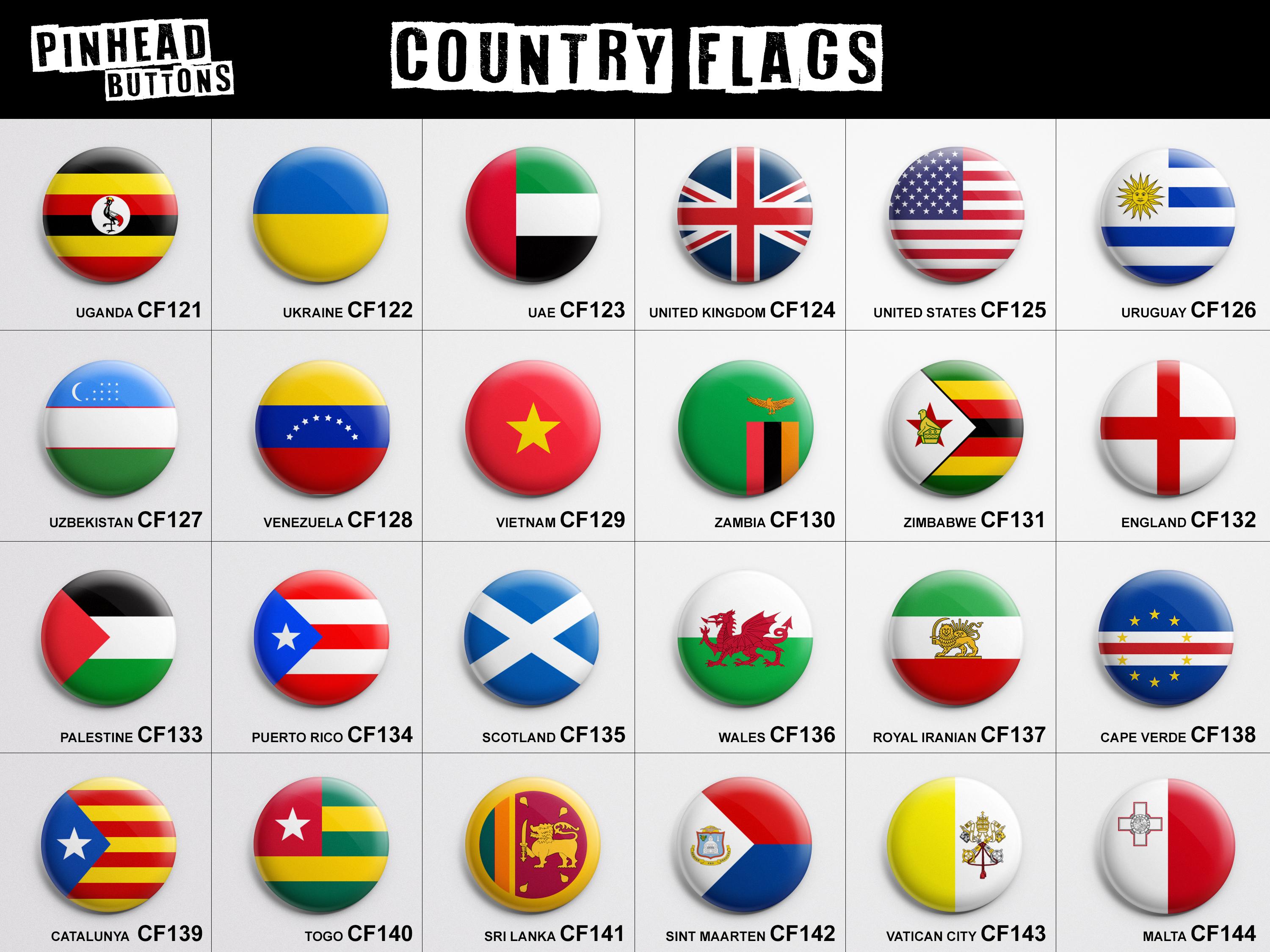 Country Flags 1 Inch (25mm) Pin Back Buttons - Etsy