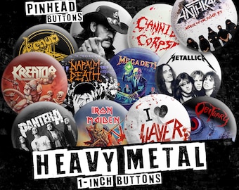 Heavy Metal Band 1 Inch (25 mm) Buttons: Metalhead Weste Accessoire