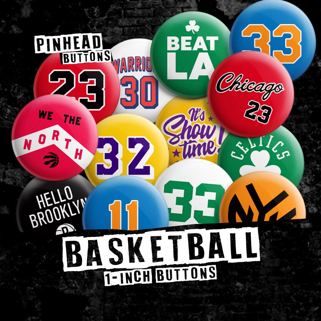 Basketball 1 Inch (25mm) Pin Back Buttons - NBA Pins for Jerseys ...