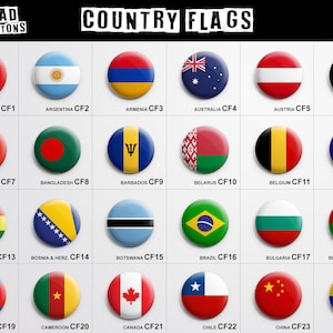 Country Flags 1 Inch (25mm) Pin Back Buttons - Etsy