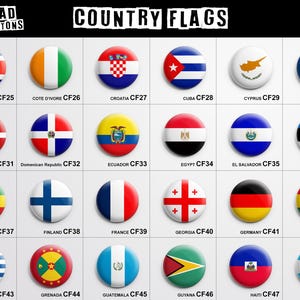 Country Flags 1 Inch (25mm) Pin Back Buttons - Etsy
