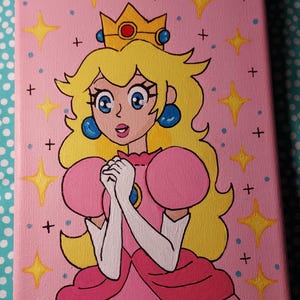 Princess Peach Painting Original Hand-Painted Art