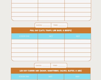 Planificador semanal de ejercicios: Planificador de ejercicios editable para TDAH (Descargar PDF)