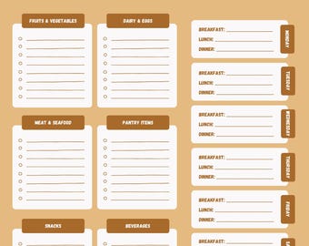 Lista de la compra y planificador de comidas: Planificador editable para TDAH (PDF)