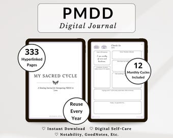PMDD Digital Wellness Journal: Self-Care Planner for Goodnotes & Notability (PDF Download)