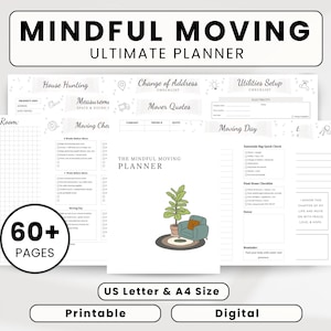Moving Planner PDF | Mindfulness Planner | Moving Checklist | New Home Planner Checklist | First Apartment Checklist | Printable Moving Plan