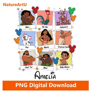 Disney Prinzessin Vaiana PNG | Benutzerdefinierte Name Moana Geburtstag Shirt PNG | Personalisierte Disney Prinzessin PNG | Vaiana und Familie Shirt Png | Moana png