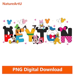 Disney Alphabet Custom PNG | Mickey Minnie Letters PNG | Personalized Disney Font PNG | Custom Name Kids Birthday | Disney Customize Name