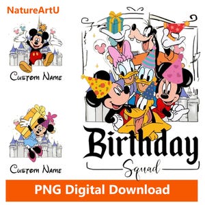 Custom Disney Birthday PNG | Mickey And Friends Birthday Shirt PNG | Personalized Disney Name PNG | Mickey Minnie png Digital Download File