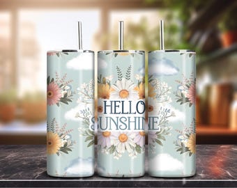 Emballage de gobelet Hello Sunshine : motif floral d'été (téléchargement numérique)