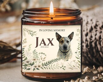 Vela personalizada para memorial de animal de estimação: nome e datas personalizados, cera de soja, pote âmbar