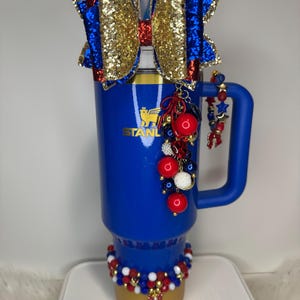 Red, White, & Boujee Stanley Bow Straw Topper