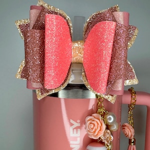 Pink Mesa Sunset Stanley Bow Straw Topper