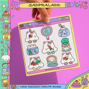 PKJ003 SADPRALADSTICKERS | Chique en schattig stickervel met karakter, perfect voor journaling en knutselen