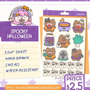 Kawaii Halloween Bear Stickers: Spooky-Cute Planner Stickers