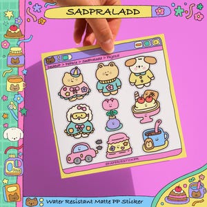 PKJ015 PEGATINAS SADPRALADD / Pegatinas de personajes chic / Garabatos adorables para diario: dale alegría a tu agenda