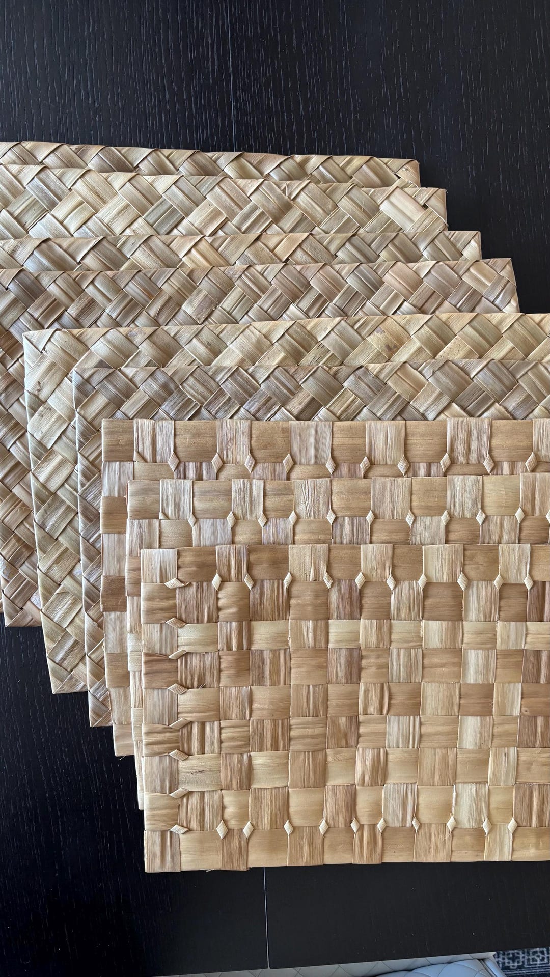 Set of Nine Vintage Rattan Woven Supper Club Placemats