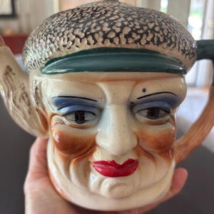 Vintage mid century ceramic ships captain tea pot/made in Japan/decorative hand painted tea pot/cottage core/boho decor/whimsygoth/ tea pot