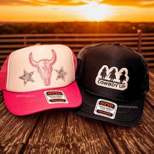 Kids Rodeo Trucker Hats | Pink and Black Trucker Hats for Kids | Youth Rodeo Hat | Western Kids Hat | Brimsy Hats