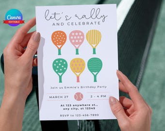 Padel Paddle Tennis Pastel Invitation – Editable Canva Design for Spring Summer, Birthday, Social Party