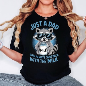 Just A Dad Who Always Came Back With The Milk Png, Retro Dad Raccoon Png, Funny Father’s Day,Snarky Raccoon Png, Mental Health, Gift for Dad
