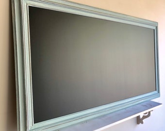 DECORATIVE CHALKBOARD Magnetic Chalk Board Teal Turquoise Framed Blackboard Robins Egg Blue Kitchen Chalkboard Extra Large Chalkboard Huge